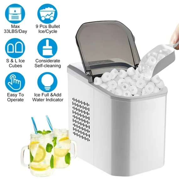 Ice Cube Machine 14 Kg Bullet Shape Portable White - Image 3